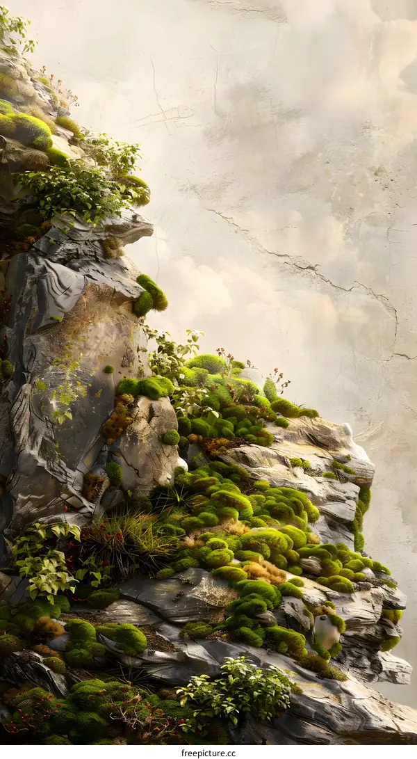 Green Mossy Rocks Nature Background