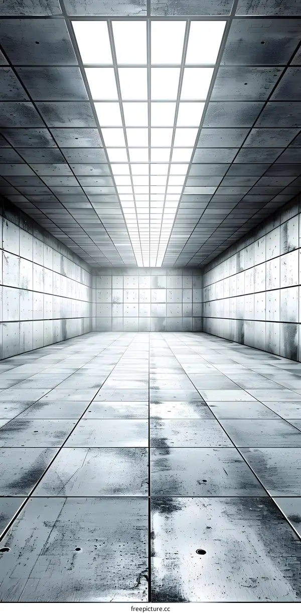 Empty Concrete Room With Light Panels