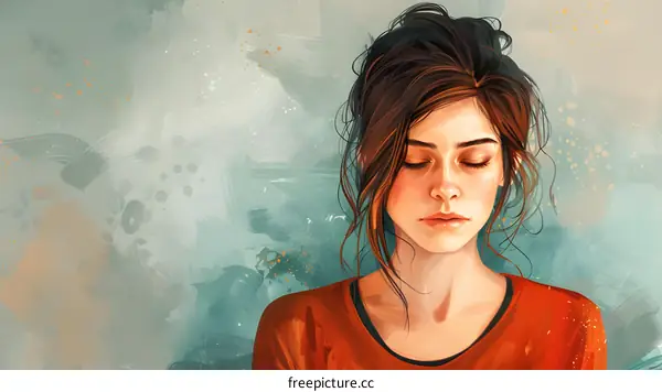 portrait of a young woman with her eyes closed