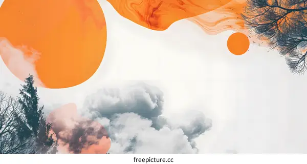 Abstract Art with Orange and Grey Color