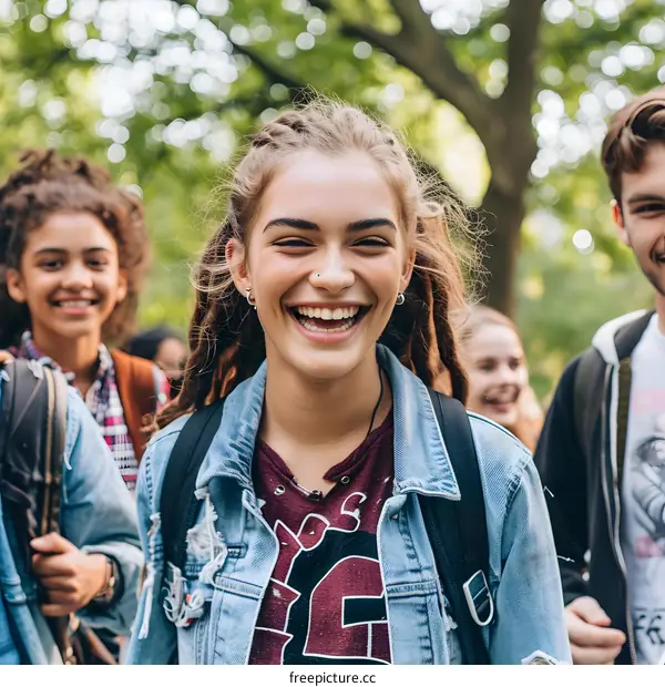 Group of Diverse Friends Laughing Outdoors