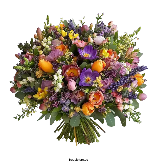 [Transparent Background PNG]Vibrant Colorful Spring Bouquet of Flowers
