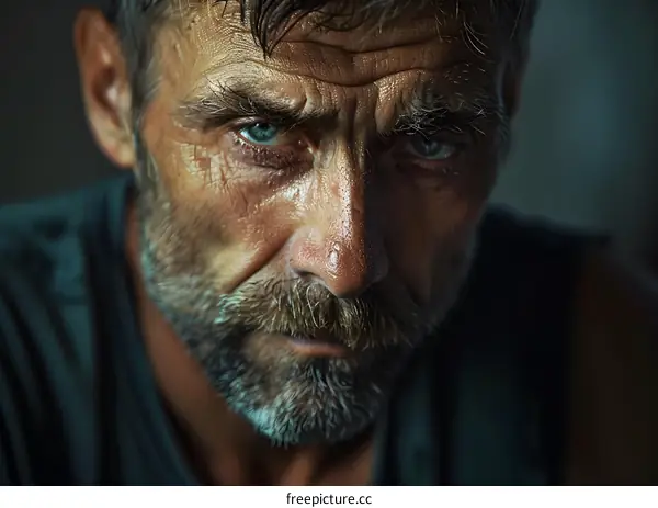 Portrait of a man with a beard and blue eyes