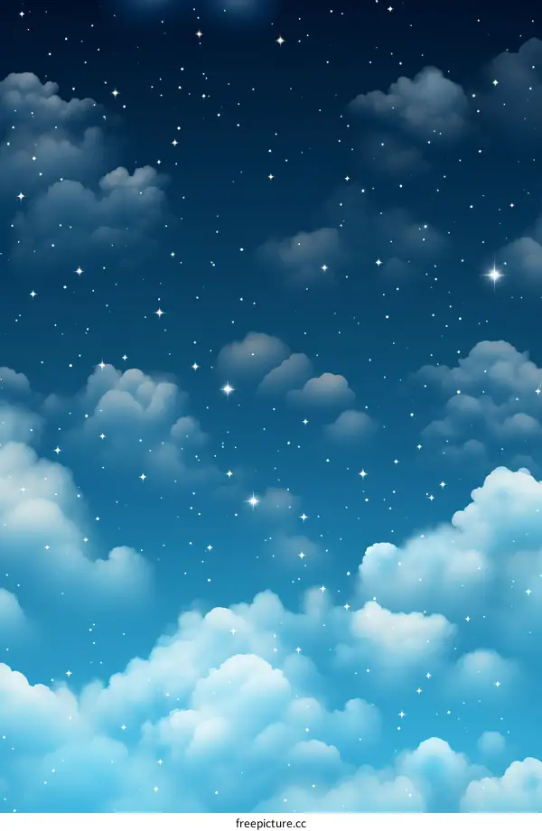 Starry night sky with clouds