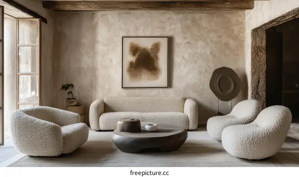 Modern Beige Living Room Interior Design