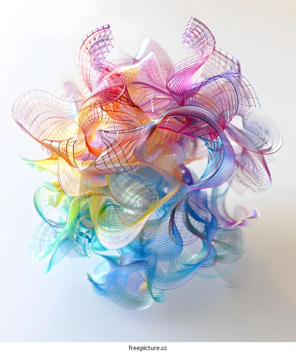 Colorful 3D rendering of a complex organic form