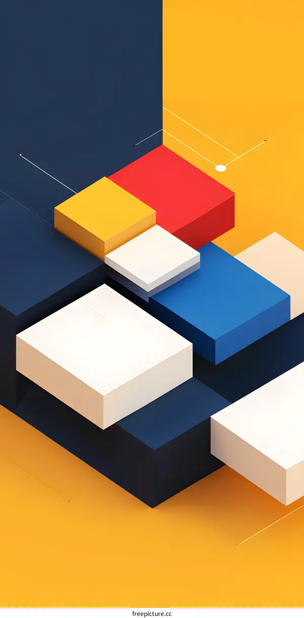 Abstract Geometric Shapes Colorful 3D Illustration