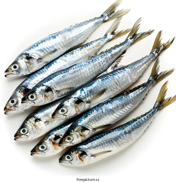 Fresh Mackerel Fish on White Background