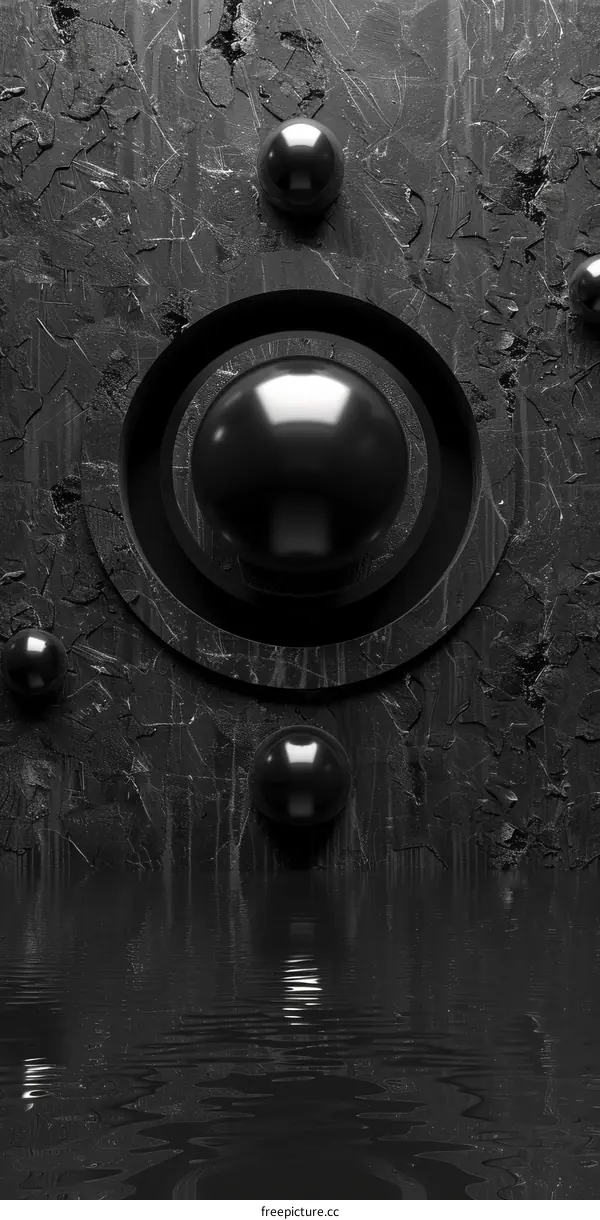 Glossy Black Spheres on a Reflective Surface