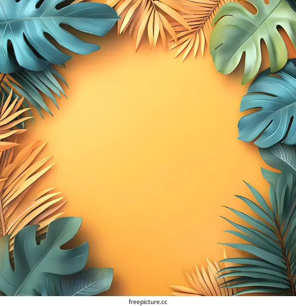 Tropical Leaf Frame Background