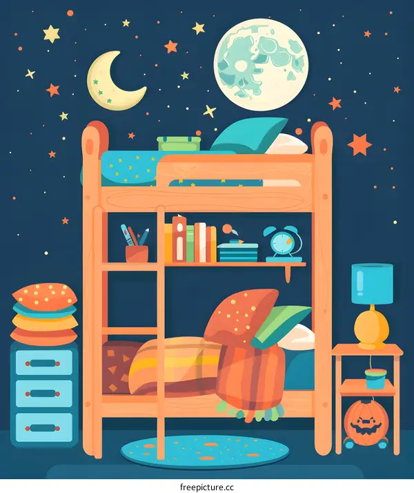 Bunk Bed In Childrens Room Illustration