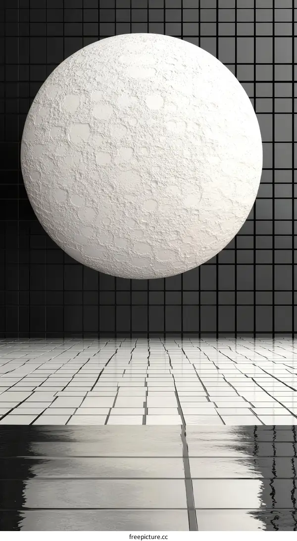 Abstract Geometric Lunar Sphere in a Modern Space