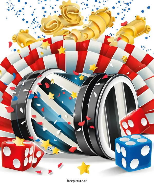 Party Cannon With Dice And Confetti