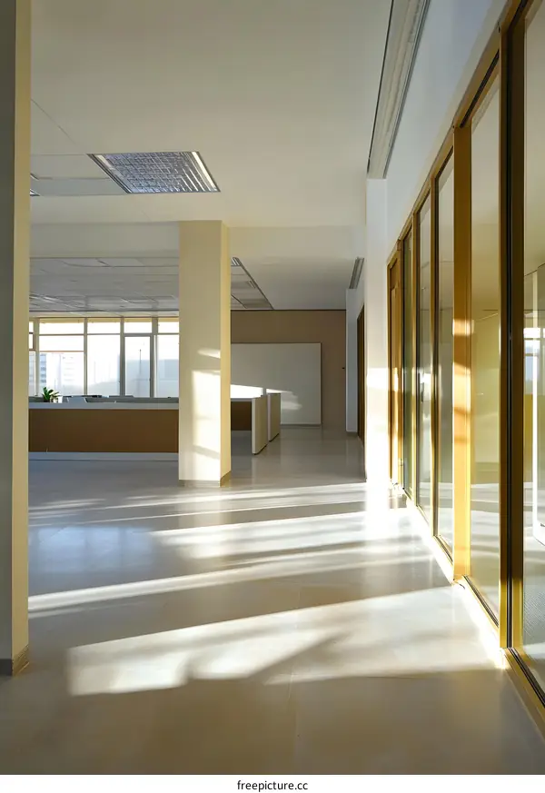 Modern Office Hallway Interior Design With Light