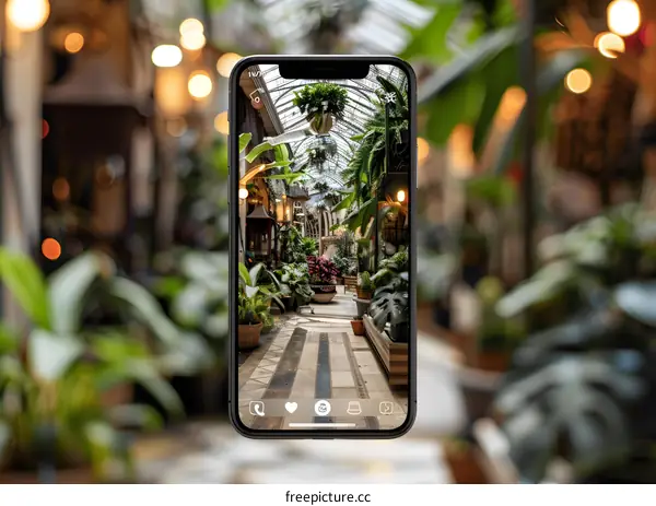 Smartphone Display Showing Indoor Garden