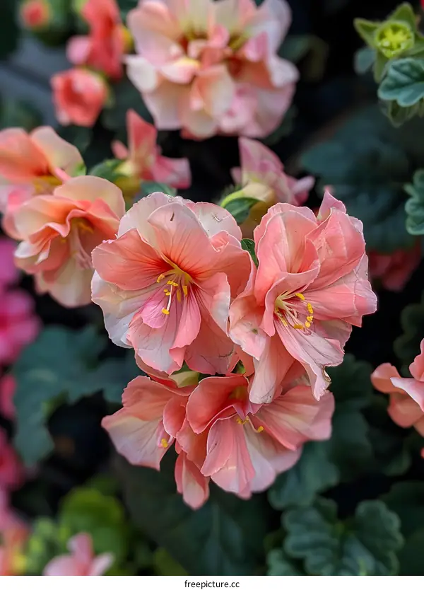 Close Up View Of Soft Pink Flowers Blooming