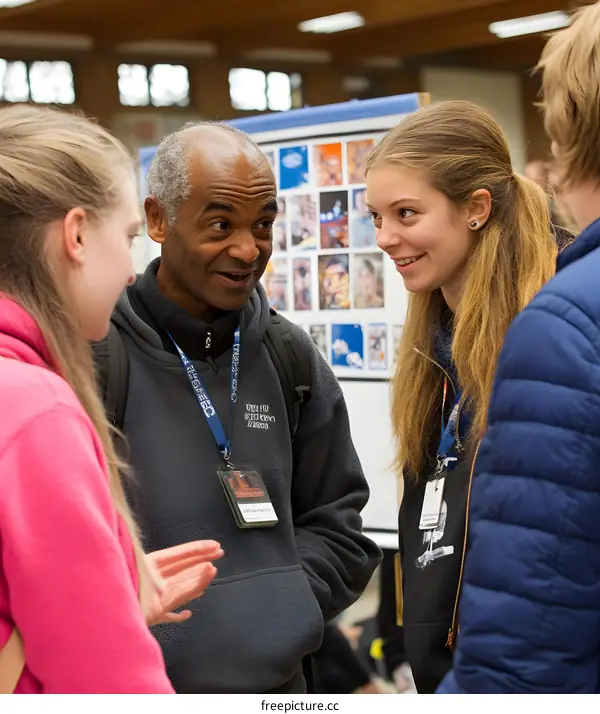 Group of People Having a Conversation at a Conference