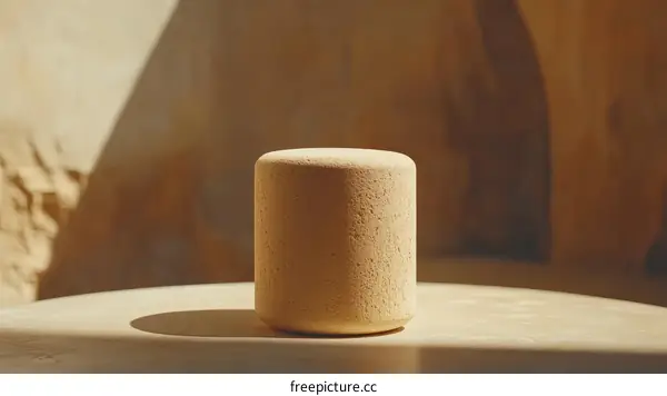 Beige Cylinder Object on Light Beige Surface