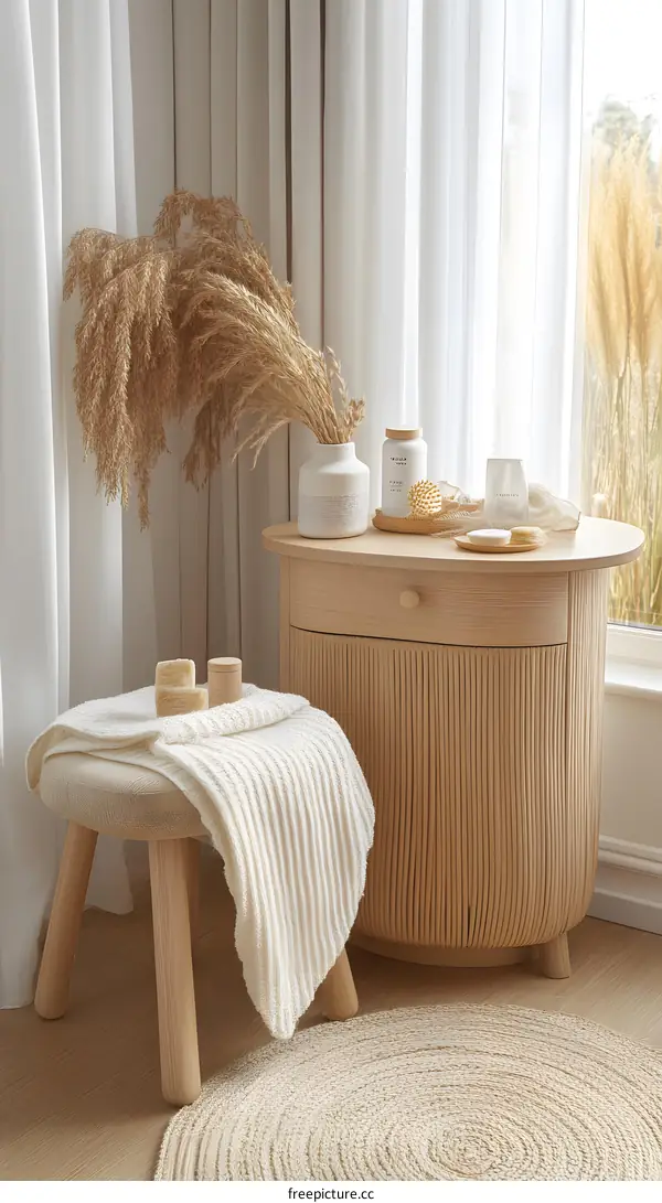 Minimalist Interior Design with Wooden Furniture and Natural Elements