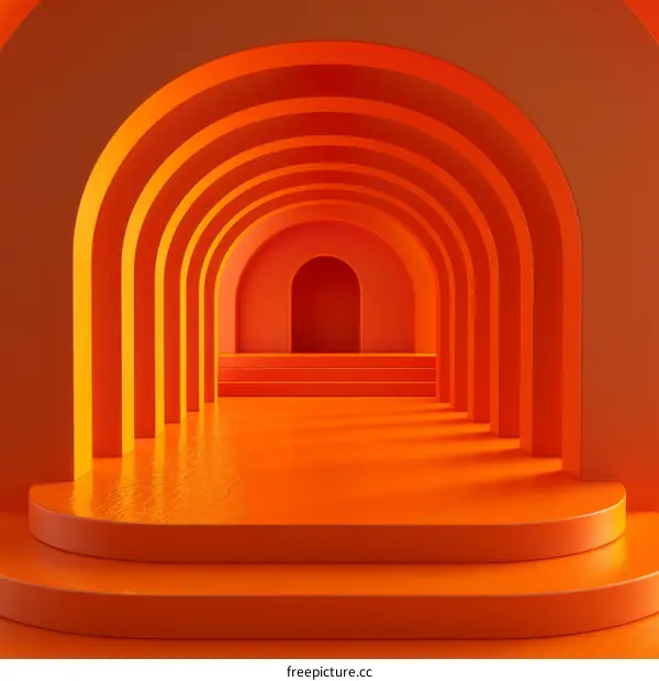 Abstract Orange Archway Corridor Illustration