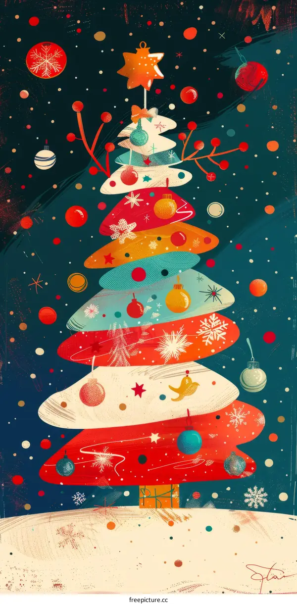 A Christmas tree decorated with ornaments and lights.