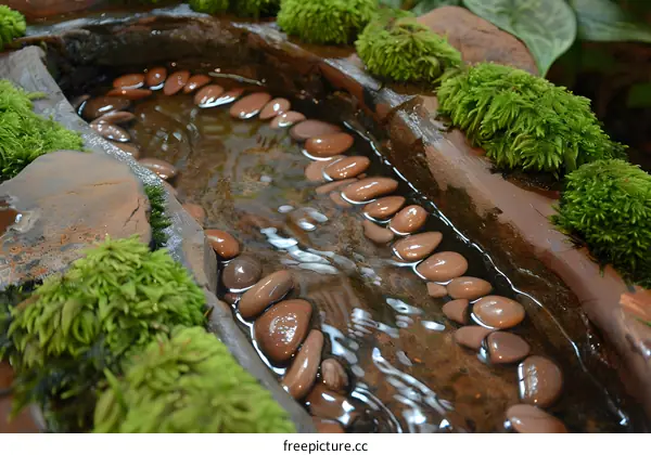 Miniature Stream with Rocks and Moss