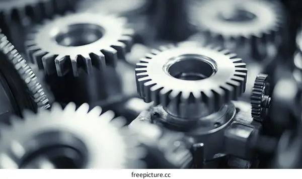 Close-up Gears Mechanism Engineering Design