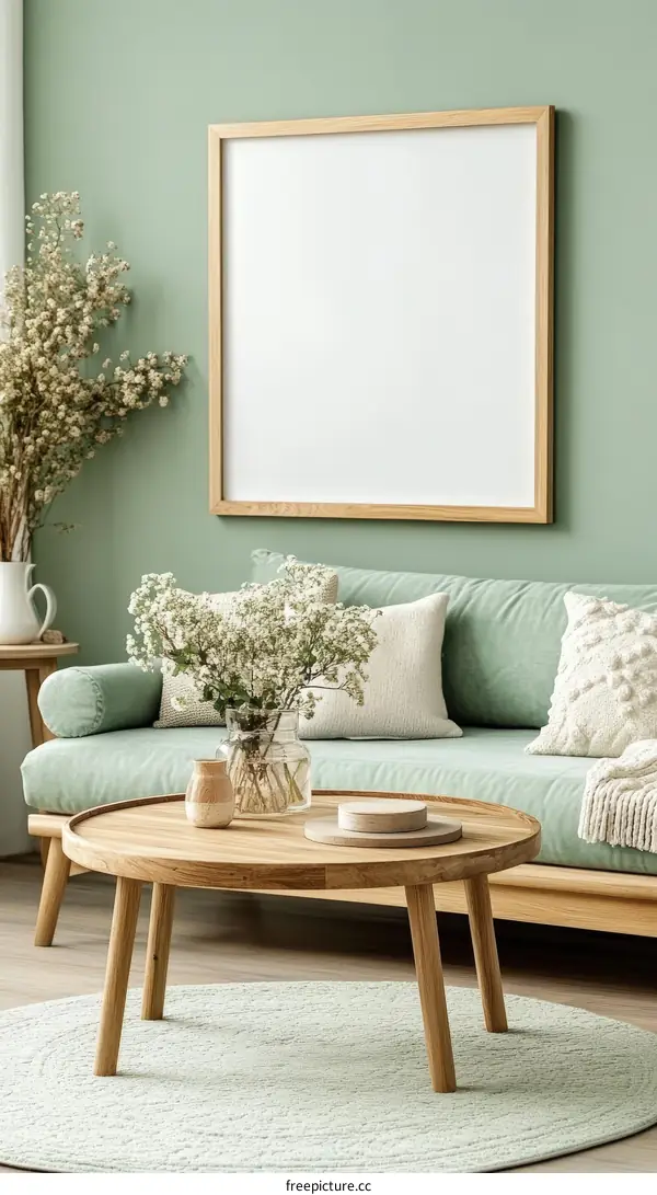 Modern Living Room Interior with Empty Frame