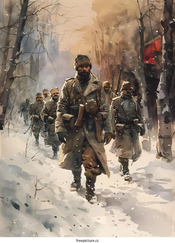 Ottoman soldiers in the snow