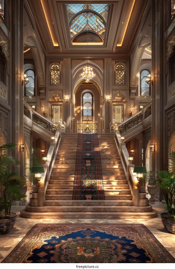 Grand Staircase in a Luxurious Mansion