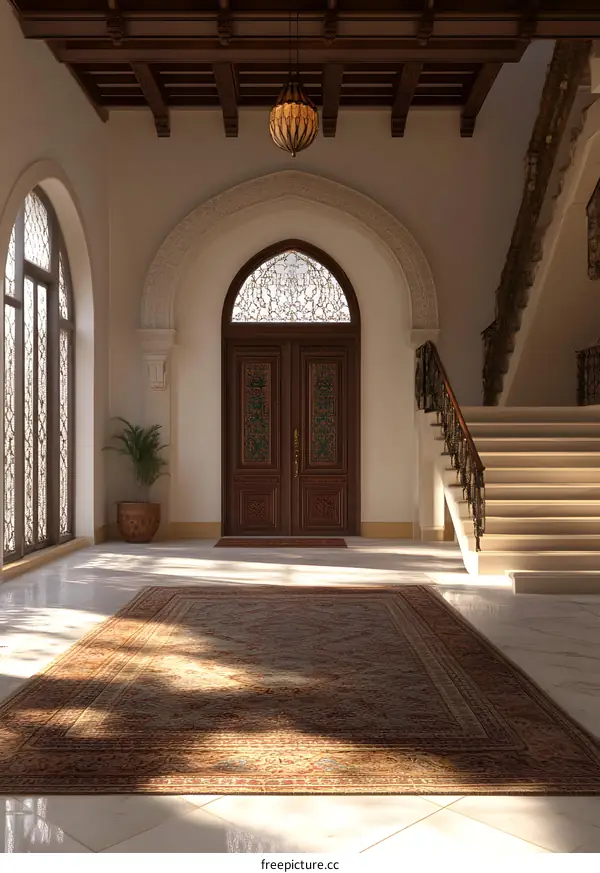 Luxury Home Interior Design with Ornate Doorway and Staircase