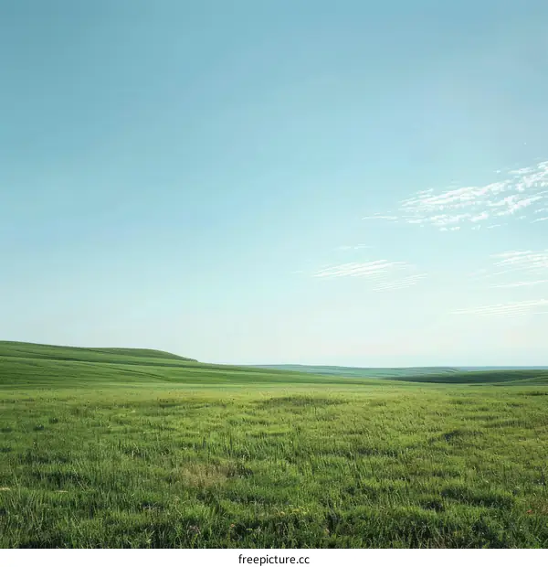 A Green and Vibrant Meadow Under a Clear Blue Sky