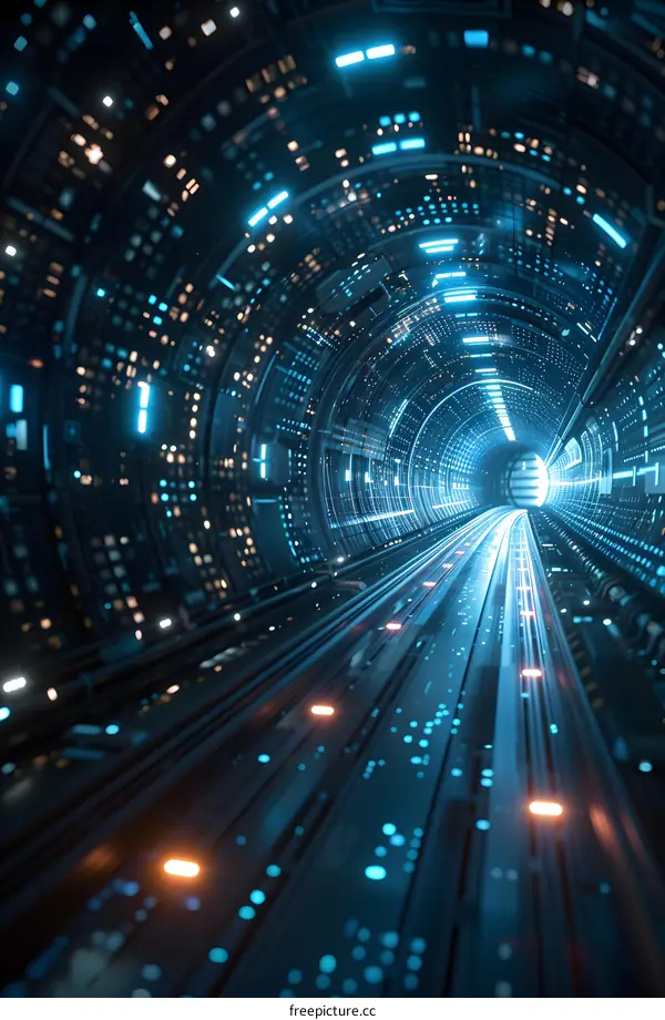 Blue and Orange Technology Tunnel