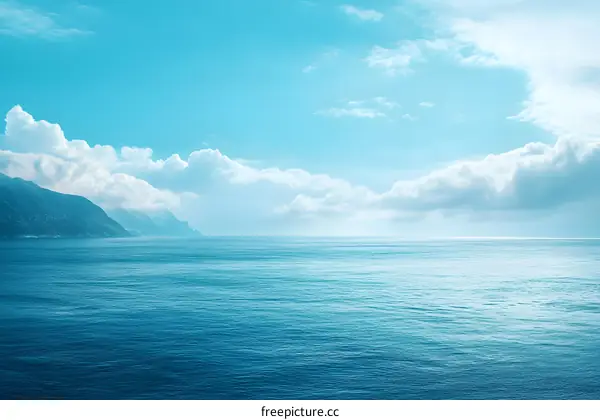 Calm Blue Sea and Cloudy Sky