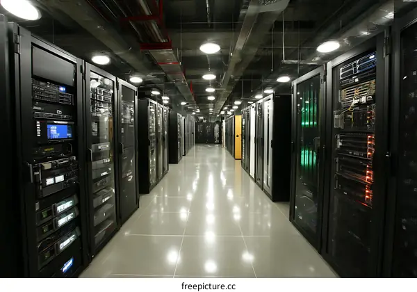 Modern Data Center Server Room Interior