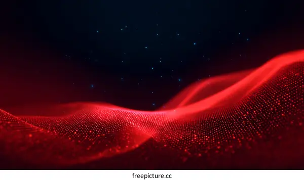 Abstract Red Wave Digital Technology Illustration