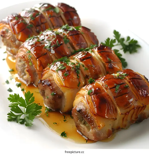 Delicious meat rolls with gravy