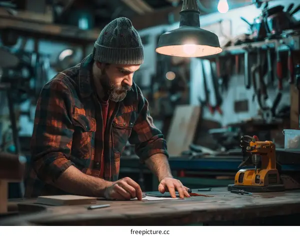 Carpenter working in his workshop