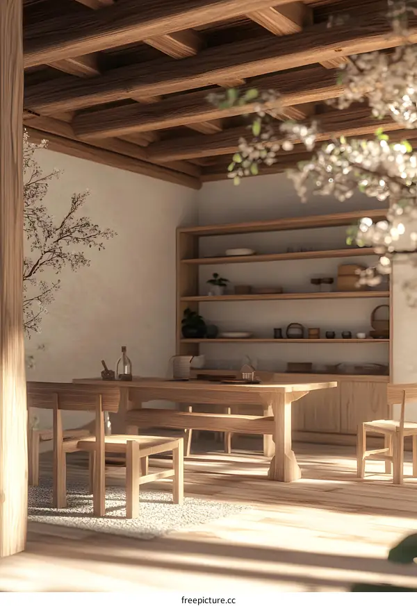 Minimalist Wooden Dining Room Interior Design