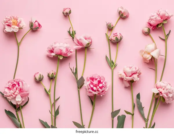 Pink Flowers on Pink Background Floral Arrangement
