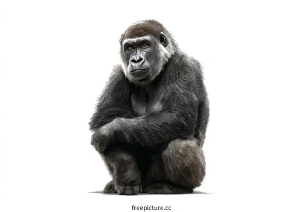 Gorilla Portrait Against White Background