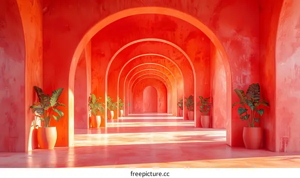 Pink Archway with Plants