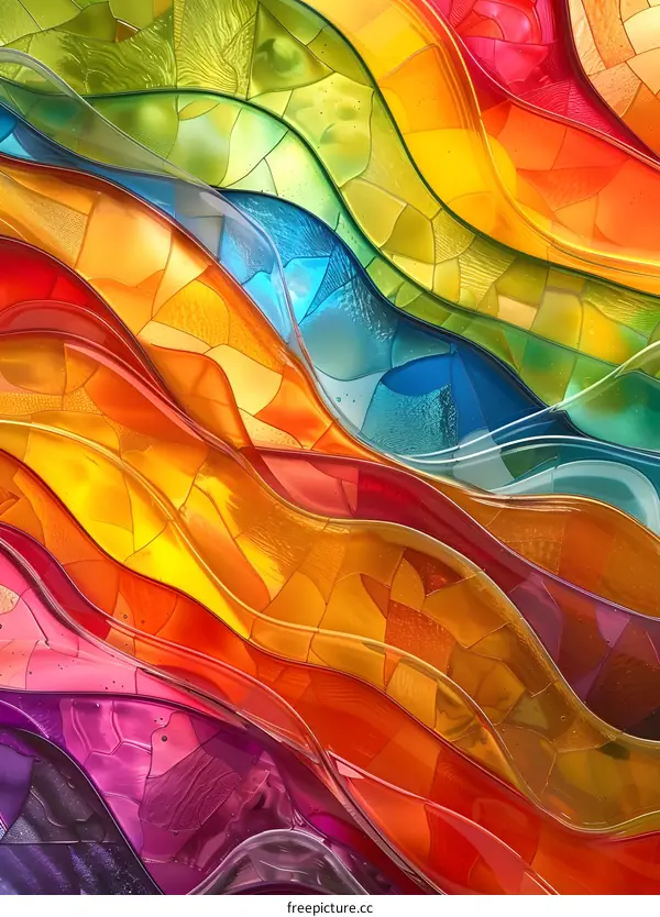 Abstract Colorful Glass Waves Background