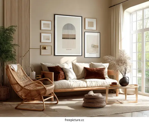 Modern Beige Living Room Interior Design