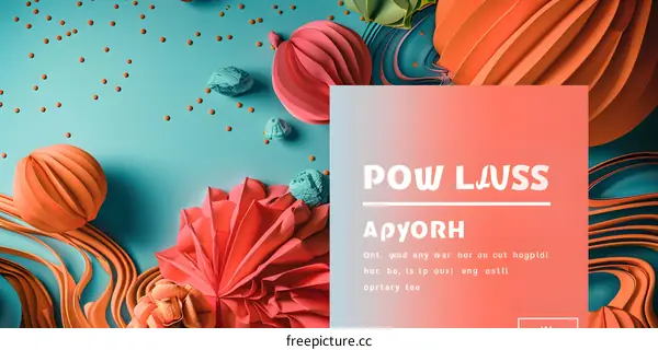 Abstract Paper Art Background With Colorful Shapes And Text