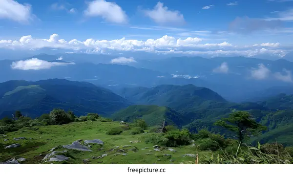 Green Mountains and Blue Sky Landscape Photography