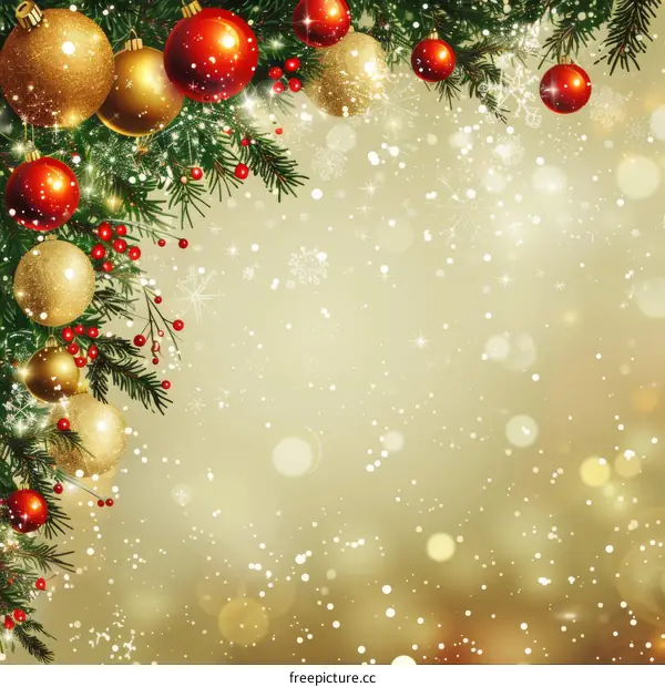 Christmas decorations with balls and fir branches