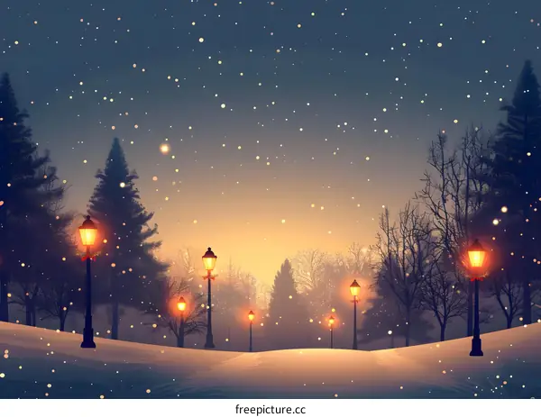 Snowy Street at Night