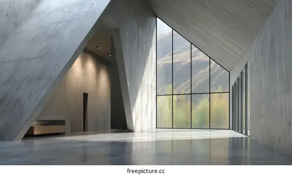 Modern Concrete Architecture with Mountain View