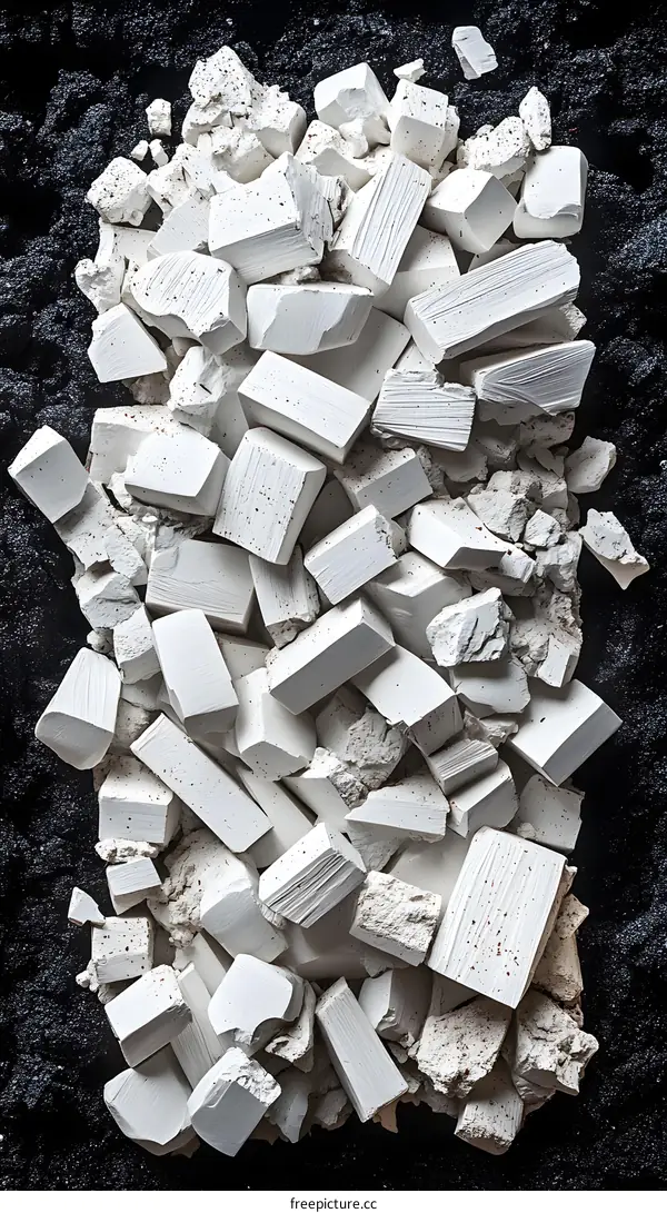 Abstract White Stone Texture on Black Background